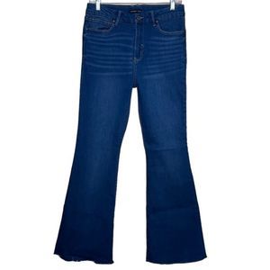 Sincerely Jules Boot Cut Jeans Blue High Rise Flare Denim Size 11/30 Raw Hem